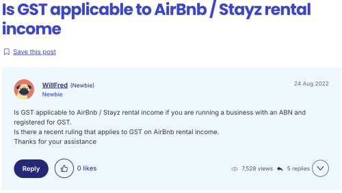 GST on Airbnb income